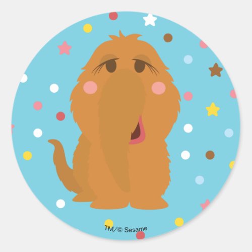 Snuffleupagus Blue Stars  Dots Pattern Classic Round Sticker