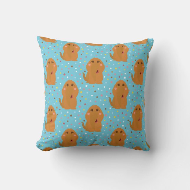 Snuffleupagus Blue Stars & Dots Pattern Throw Pillow (Front)