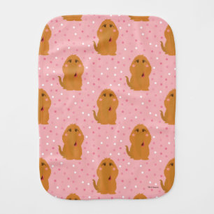 Snuffleupagus Pink Polka Dot Pattern Baby Burp Cloth