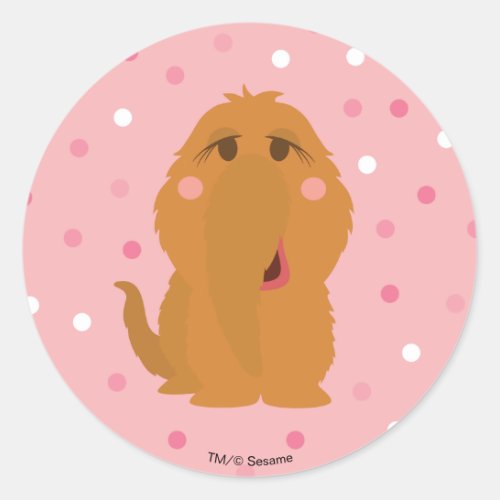Snuffleupagus Pink Polka Dot Pattern Classic Round Sticker