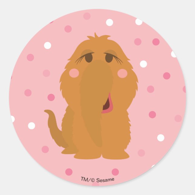 Snuffleupagus Pink Polka Dot Pattern Classic Round Sticker (Front)