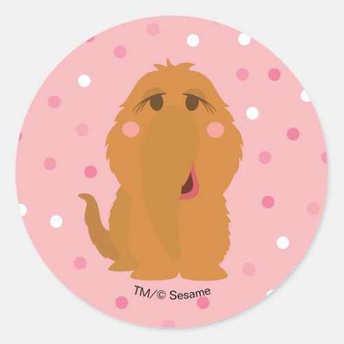 Snuffleupagus Pink Polka Dot Pattern Classic Round Sticker