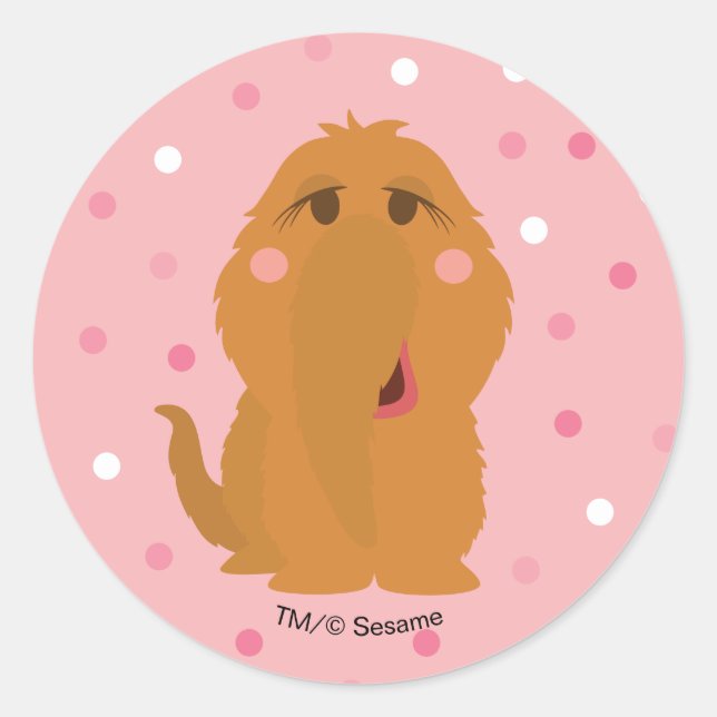 Snuffleupagus Pink Polka Dot Pattern Classic Round Sticker (Front)