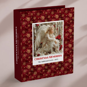 Snug Angel Christmas Red Gold Victorian Vintage 3 Ring Binder