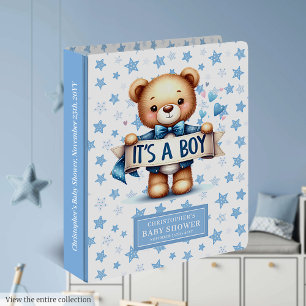 Snug It’s a boy baby shower binder with teddy bear