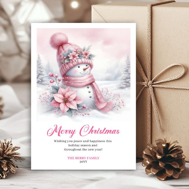 Snug pink snowman kids card digital download edit (Snug pink snowman kids card digital download edit)