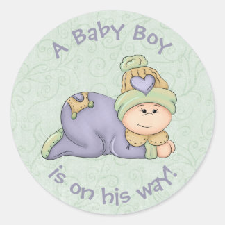 Snuggle Baby - A Baby Boy Is On His Way! Classic Round Sticker