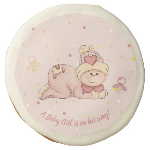 Snuggle Baby Girl _ Pink and Peach Baby Shower   Sugar Cookie
