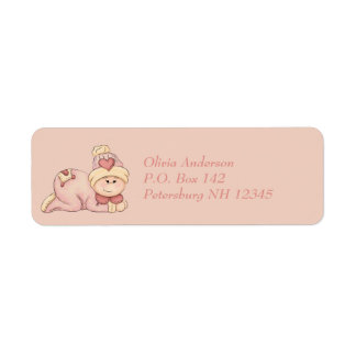 Snuggle Baby Girl - Rose Pink & Orange Baby Shower Label