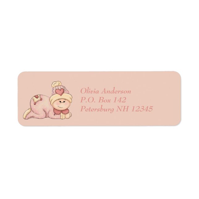 Snuggle Baby Girl - Rose Pink & Orange Baby Shower Label (Front)