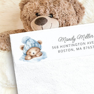 Snuggle Bear Baby Shower Address Label