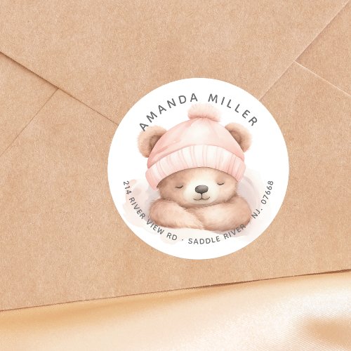Snuggle Bear Baby Shower Address Label