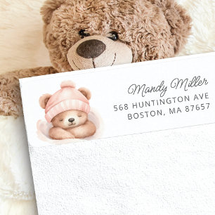 Snuggle Bear Baby Shower Address Label