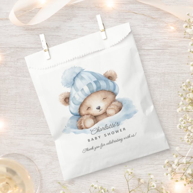Snuggle Bear Baby Shower Favor Bag (Clipped)