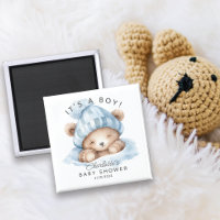 Snuggle Bear Baby Shower Favor Magnet