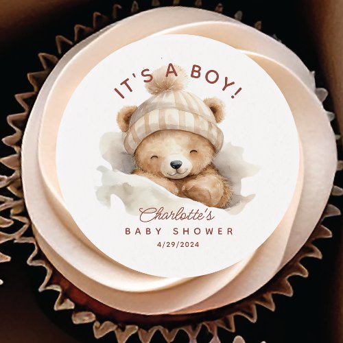 Snuggle Bear Baby Shower Its a Boy Edible Frosting Rounds