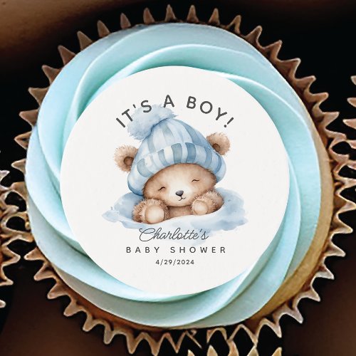 Snuggle Bear Baby Shower Its a Boy Edible Frosting Rounds