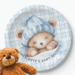 Snuggle Bear Baby Shower Paper Plates<br><div class="desc">Cute snuggle bear neutral baby shower design featuring the sweetest sleeping baby bear. Visit our shop to view our snuggle bear shower collection!</div>