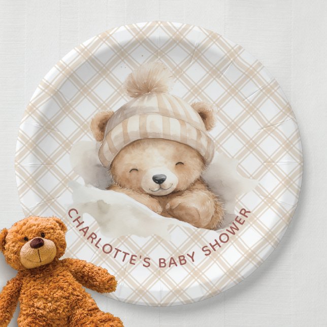 Snuggle Bear Baby Shower Paper Plates (Creator Uploaded)