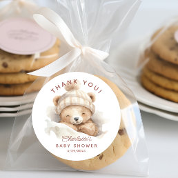 Snuggle Bear Baby Shower Thank You Classic Round Sticker