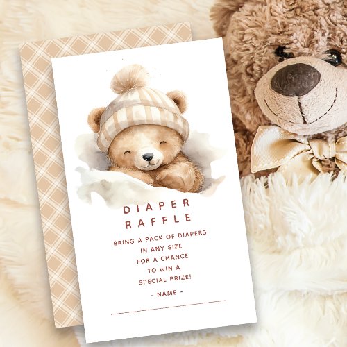 Snuggle Bear Diaper Raffle Ticket Enclosure Card
