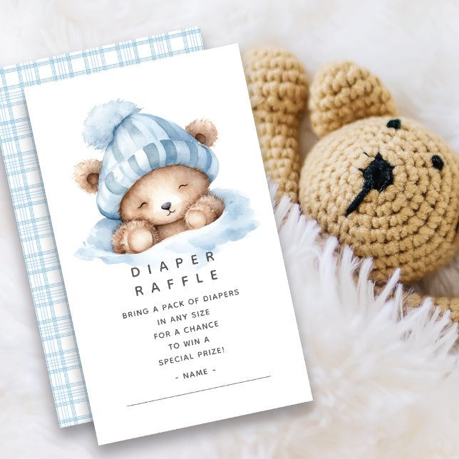 Snuggle Bear Diaper Raffle Ticket Enclosure Card (Creator Uploaded)