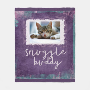 Snuggle Buddy Purple/Teal Fleece Photo Blanket