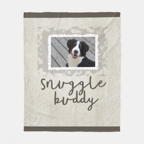 Snuggle Buddy TanBrown Fleece Dog Photo Blanket