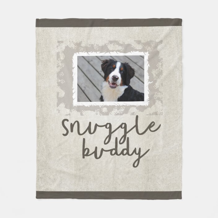 Snuggle Buddy Tan Brown Fleece Dog Photo Blanket Zazzle Com