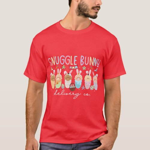 Snuggle Bunny Delivery Co Mother Baby Nurse Easter T_Shirt