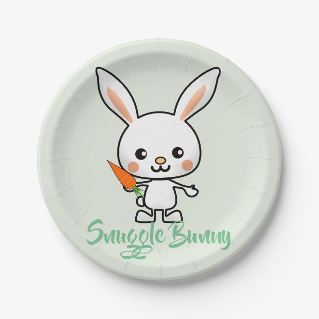 Snuggle Bunny Kawaii Custom Paper Plates (Front)