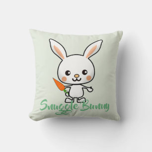 Snuggle Bunny Kawaii Custom Throw Pillow