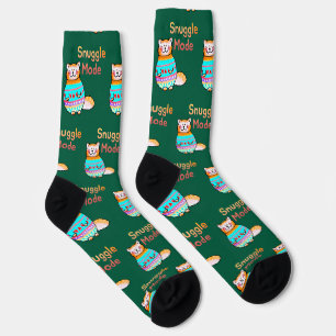 Snuggle Mode Cozy Ginger Cat Socks