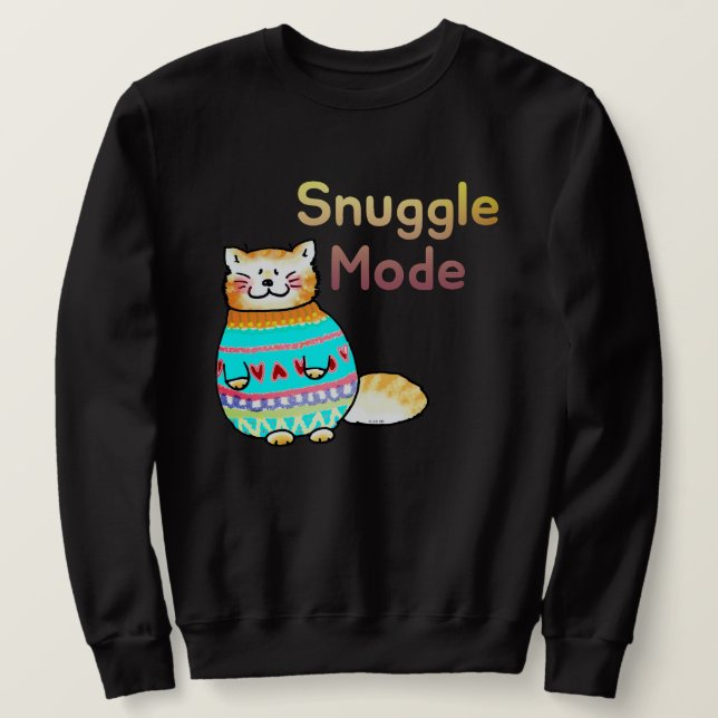 Snuggle Mode Cute Ginger Cat Sweatshirt (Design Front)