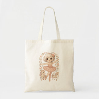 Snuggle Pup Kawaii unicorn girl Tote Bag