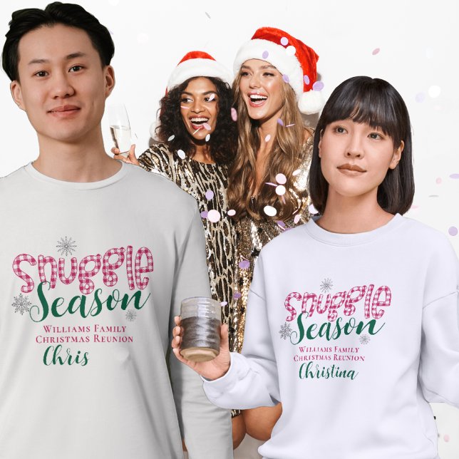 Snuggle Season Buffalo Plaid Winter Cozy Christmas T-Shirt (Snuggle Season Buffalo Plaid Retro Cozy Christmas T-Shirt Farmhouse Family Reunion Custom Name )