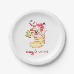 Snuggle Season Puppy in Stocking Paper Plates