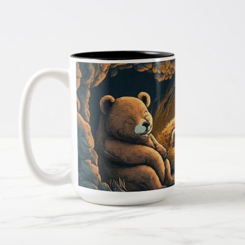 Snuggle Squad Hibernating Bears in a Cozy  Two_Tone Coffee Mug