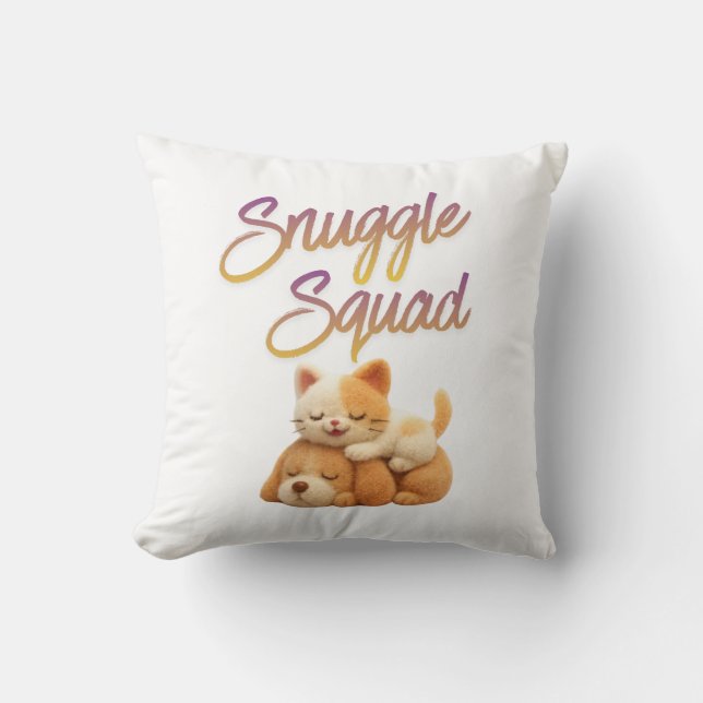 Snuggle Squad Throw Pillow (Front)