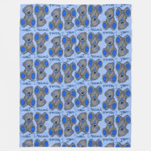 Snuggle Sweet Dreams Teddy_royal blue Fleece Blanket