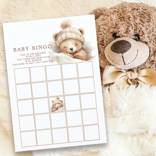 Snuggle Up Bear Baby Shower Bingo Game Invitation