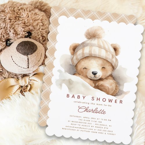 Snuggle Up Bear Baby Shower Invitation