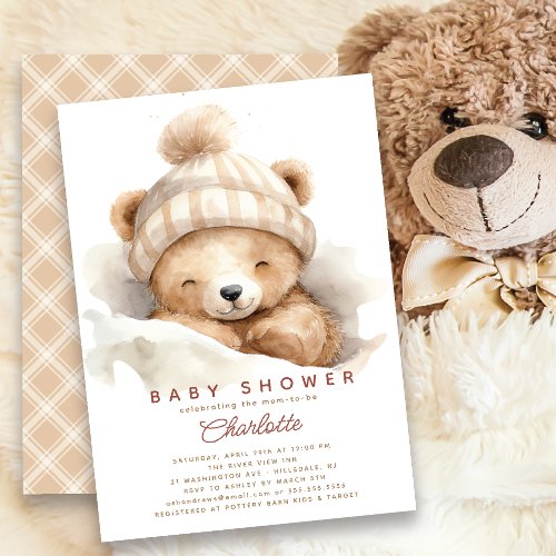 Snuggle Up Bear Baby Shower Invitation