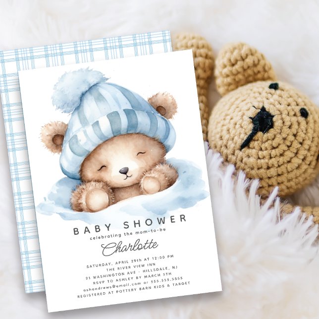 Snuggle Up Bear Baby Shower Invitation (Creator Uploaded)