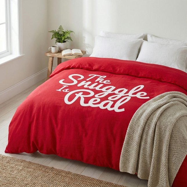 Snuggle Up Couples Red And White Duvet Cover (Snuggle Up Couples Red And White Duvet Cover by Ricaso. A fun cuddle themed bedroom duvet)