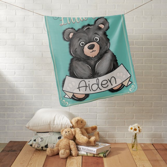 Snuggle Up Little Cub Personalized Baby Blanket (In Situ)