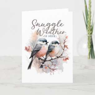 Snuggle Weather, Cute Birds, Snowy Winter Holiday 