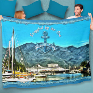 Snuggled by the Sea Marina Vallarta 0946  Fleece Blanket