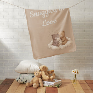 Snuggled in Love Teddy Bear Nursery Art Baby Blanket
