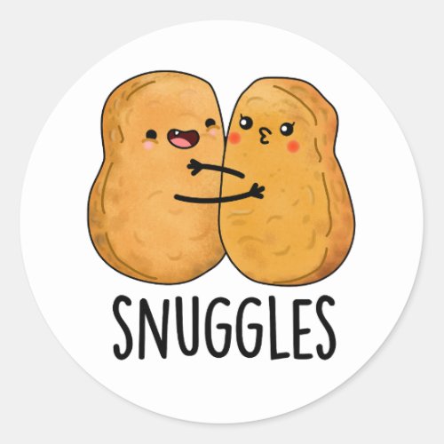 Snuggles Funny Nugget Couple Pun  Classic Round Sticker